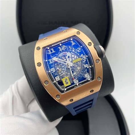 richard mille rose gold blue strap|Richard Mille velcro strap.